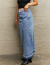 Front Slit Maxi Denim Skirt