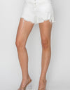 RISEN Button Fly Frayed Hem Denim Shorts