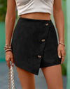 Decorative Button High Waist Skort