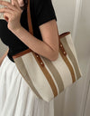 Striped Straw Tote Bag