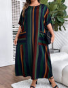 Plus Size Striped Maxi Dress with Pockets