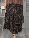 Plus Size Ditsy Floral Layered Maxi Skirt