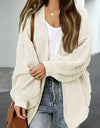 Drop Shoulder Balloon Sleeve Cardigan