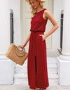 Slit Round Neck Sleeveless Dress