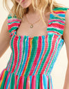 And The Why Full Size Striped Smocked Sleeveless Jumpsuit