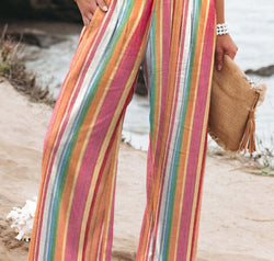 Striped Smocked Waist Pants with Pockets