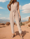 Perfee Tied Surplice Sleeveless Jumpsuit