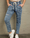 Baeful Drawstring Denim Joggers