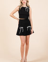 GeeGee 2-Bow Pleated Mini Skirt