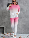 Gradient Round Neck Sweatshirt and Joggers Set