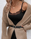 Open Front Dropped Shoulder Longline Cardigan