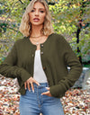 Button Up Round Neck Drop Shoulder Cardigan