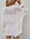 Openwork Button Front Cardigan