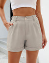 Roll Trim Half Elastic Waist Shorts