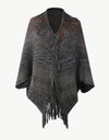 Multicolored Fringe Trim Poncho