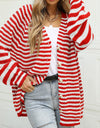 Striped Button Up Long Sleeve Cardigan