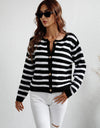 Woven Right Striped Button Front Cardigan