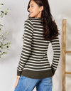 Zenana Full Size Striped Snap Down Cardigan