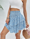 Smocked Layered Printed Mini Skirt