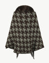 Houndstooth Fringe Hem Poncho