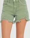 RISEN Mid Waist Frayed Hem Denim Shorts