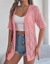 Openwork Open Front Half Sleeve Cardigan