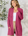 Basic Bae Full Size Ribbed Open Front Cardigan with Pockets