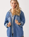 RISEN Zip Up Hooded Denim Shirt