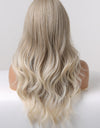 13*2" Lace Front Wigs Synthetic Long Wave 24" 150% Density in Medium Blonde Highlights