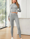 Mock Neck Long Sleeve Top and Leggings Active Set