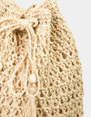 Fame Straw Braided Drawstring Tote Bag with Tassel