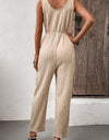 Perfee Textured Sleeveless Jumpsuit with Pockets