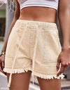 Drawstring Raw Hem Denim Shorts