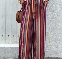 Tied Geometric Wide Leg Pants
