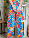 Printed Drawstring Wide Leg Pants