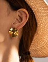 Geometric Pleated 18K Gold-Plated Stud Earrings