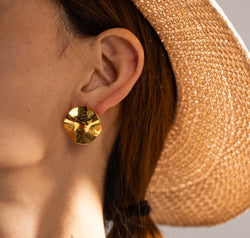 Geometric Pleated 18K Gold-Plated Stud Earrings