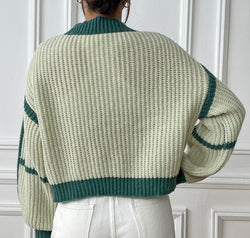 Contrast Open Front Long Sleeve Cardigan