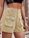 Cuffed Denim Shorts with Pockets