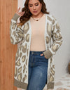 Plus Size Printed Long Sleeve Cardigan