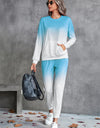 Gradient Round Neck Sweatshirt and Joggers Set