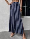 Striped Slit Wide Leg Pants