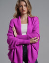 Dolman Sleeve Open Front Ribbed Trim Longline Cardigan