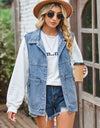 Sleeveless Denim Top with A Detachable Hood