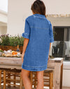 Johnny Collar Half Sleeve Denim Dress