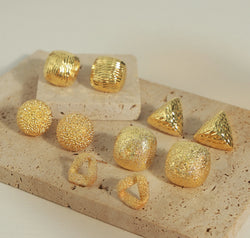 Gold-Plated Geometric Stud Earrings