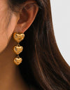 Rhinestone Stainless Steel Heart Earrings