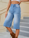 High Waist Denim Shorts with Pockets