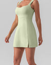 Square Neck Sleeveless Slit Mini Active Dress