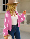 Floral Open Front Fuzzy Cardigan